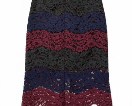 Sandro Multicolor Floral Lace Crop Top and Midi Skirt Set
