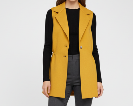 Zara Mustard Yellow Knit Buttoned Waistcoat Vest