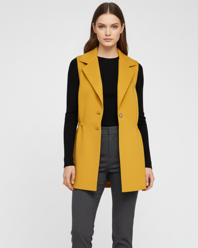 Zara Mustard Yellow Knit Buttoned Waistcoat Vest