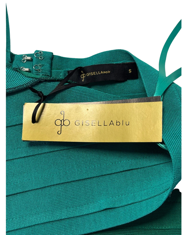 GISELLAnoir Emerald One-Shoulder Bandage Mini Dress W/TAG