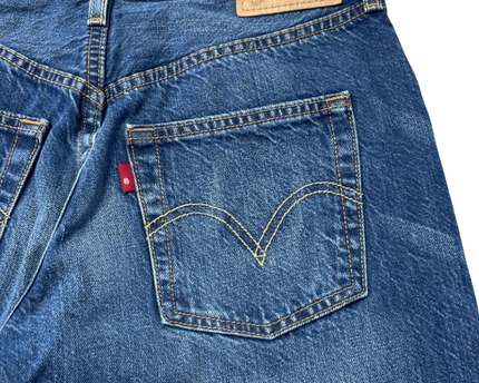 Levi's Blue 501 Button Fly Straight Leg Jeans