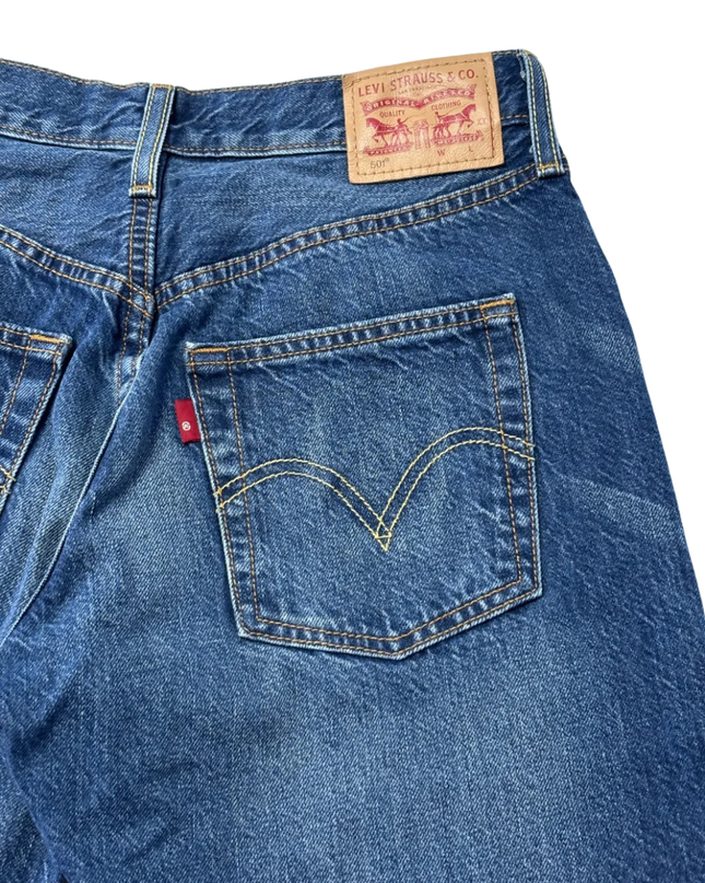 Levi's Blue 501 Button Fly Straight Leg Jeans