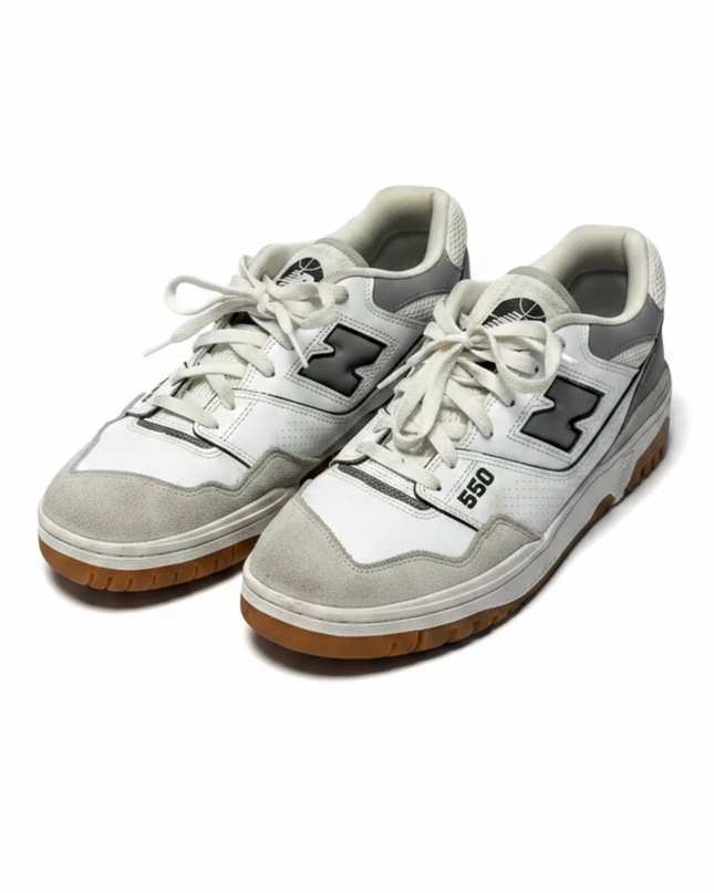 New Balance 550 White/Grey Gum Sole Sneakers