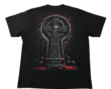 Spiral Black Horror Skull & Bleeding Eye Gothic Graphic Tee