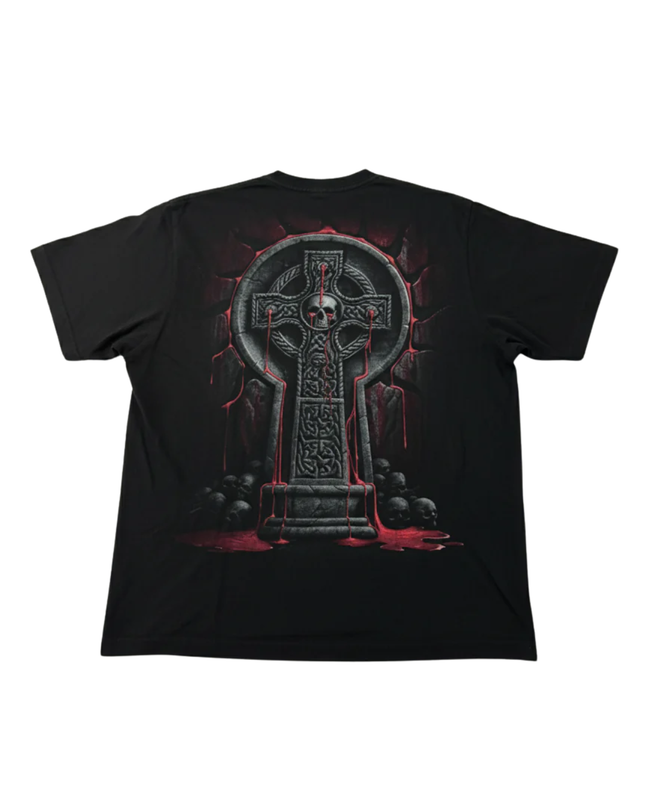 Spiral Black Horror Skull & Bleeding Eye Gothic Graphic Tee