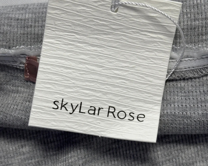 Skylar Rose Grey Ribbed Lace Trim Crop Top W/Tags