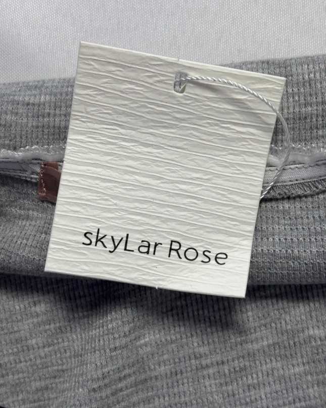 Skylar Rose Grey Ribbed Lace Trim Crop Top W/Tags