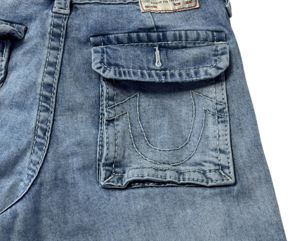 True Religion Light Blue Cargo Wide Leg Jeans
