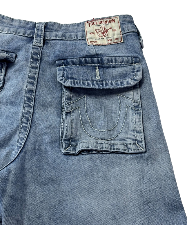 True Religion Light Blue Cargo Wide Leg Jeans