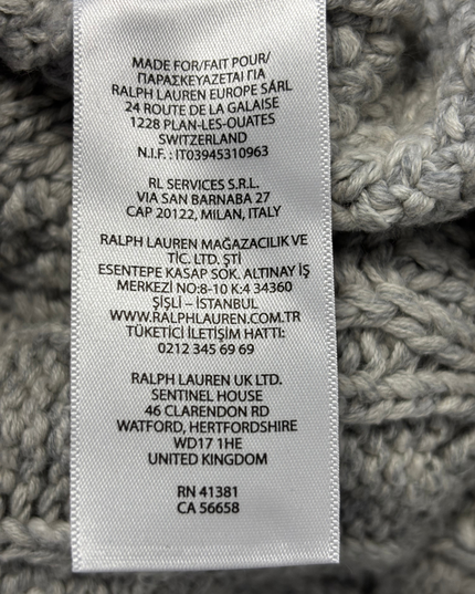 Polo Ralph Lauren Grey American Flag Cable-Knit Sweater | With Tags