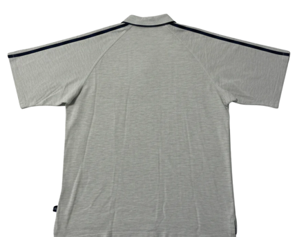 Adidas Grey Short Sleeve Striped Shoulder Sports Polo