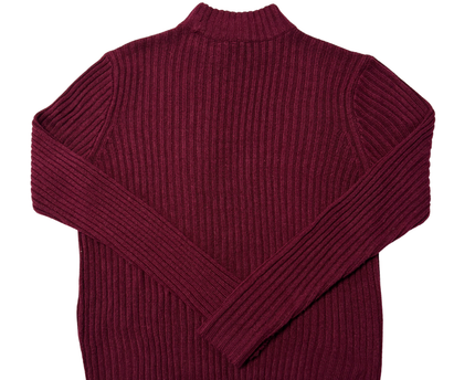 H&M Divided Maroon Mock Neck Ribbed Sweater