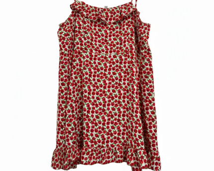 Topshop Red Floral Ruffle Mini Dress with Tie Front