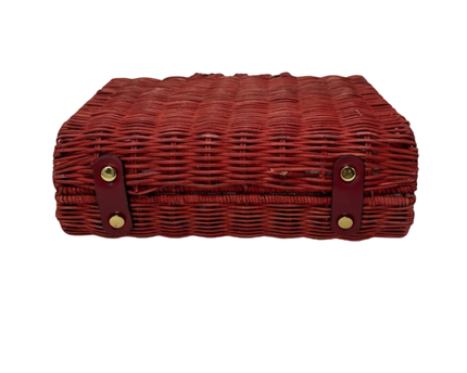 ZARA Red Woven Basket Bag with Bamboo Handles