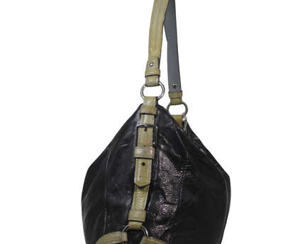Coach Black Crinkled Leather Hobo Bag