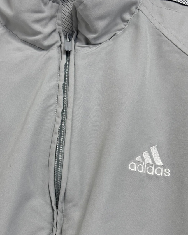 Adidas Grey Classic Three-Stripe Lightweight Track Jacket