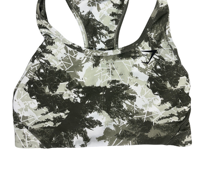 Gymshark Camo Print Racerback Sports Top – Green/White - S