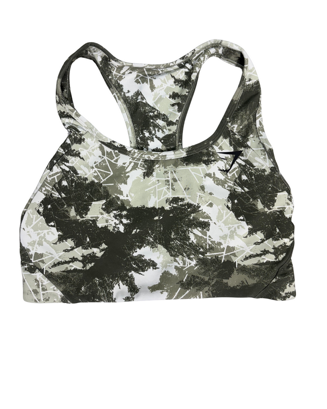 Gymshark Camo Print Racerback Sports Top – Green/White - S