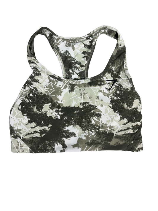 Gymshark Camo Print Racerback Sports Top – Green/White - S