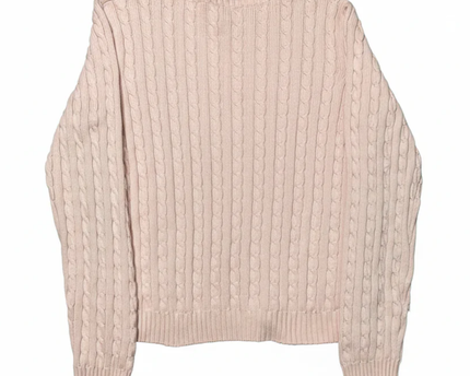 Lauren Ralph Lauren Pink Cable Knit Cotton Sweater
