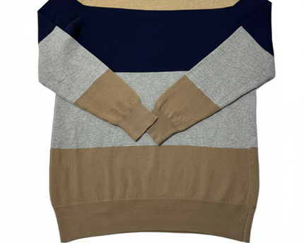 Club Room Tan/Navy/Grey Striped Sweater
