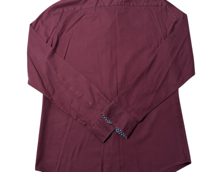 H&M Maroon Slim Fit Long Sleeve Button-Down Shirt