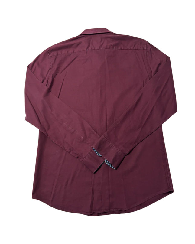H&M Maroon Slim Fit Long Sleeve Button-Down Shirt
