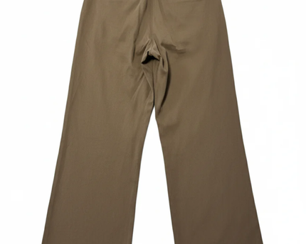 Reformation Brown Contrast Fold-Over Waistband Pleated Wide Leg Pants