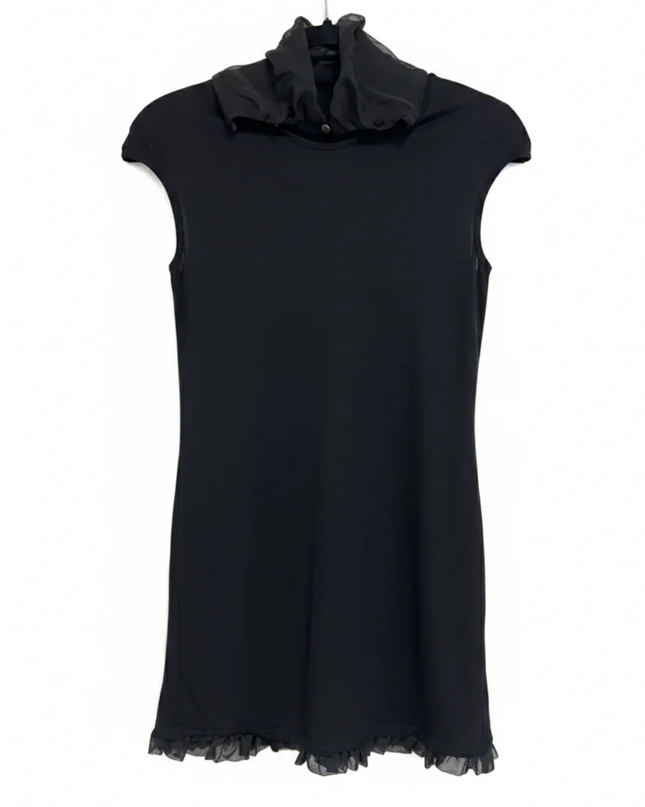 Desigual Black High Neck Ruffle Trim Tunic Top
