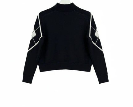 TALLY WEiJL Black Argyle Mock Neck Sweater