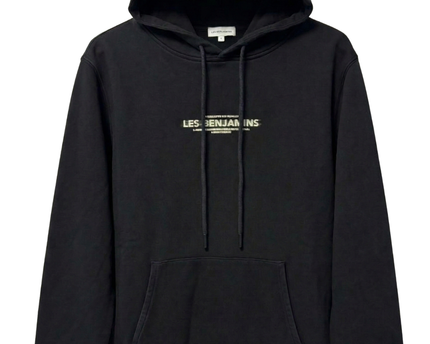 LES BENJAMINS Black Graphic Print Hoodie