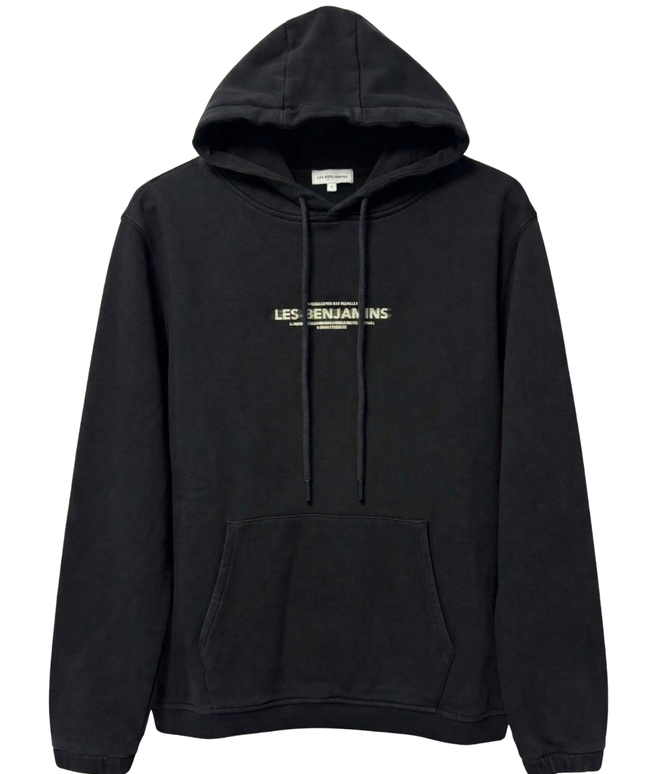 LES BENJAMINS Black Graphic Print Hoodie