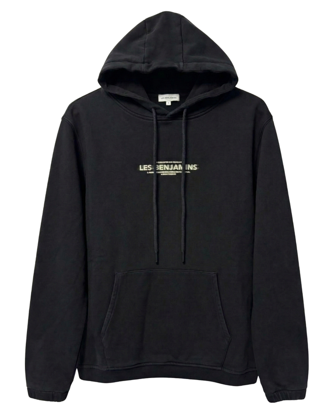 LES BENJAMINS Black Graphic Print Hoodie