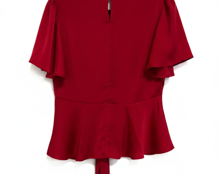 CeCe Red Flutter Sleeve Peplum Blouse