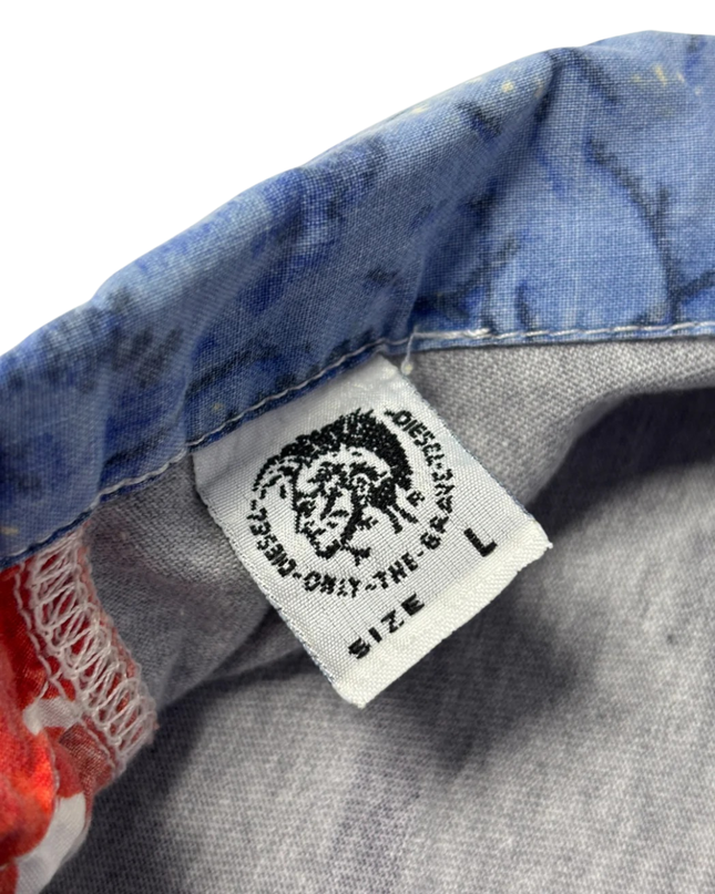 Diesel Multicolor Graphic Zip-Up Short Sleeve Shirt
