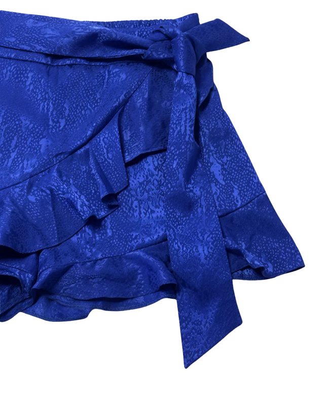 River Island Blue Textured Ruffle Tie-Waist Skort