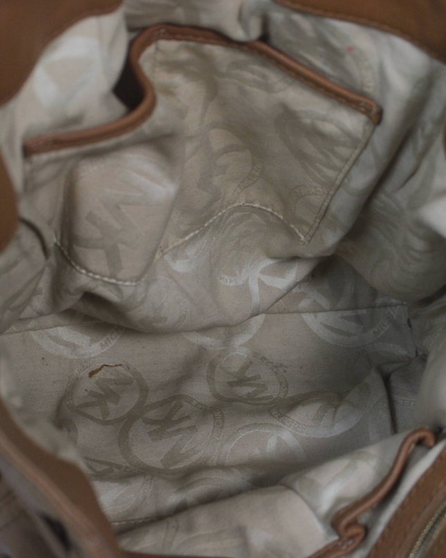 Michael Kors Brown Pebble Leather Buckle Satchel
