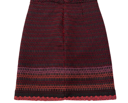 Aquascutum Red/Black Textured Wool-Silk Mini Skirt