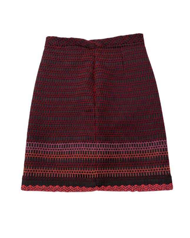 Aquascutum Red/Black Textured Wool-Silk Mini Skirt