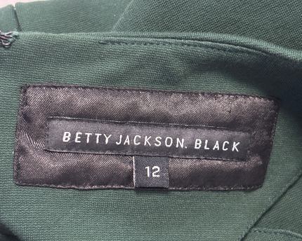 Betty Jackson. Black Green Pleated Midi Dress