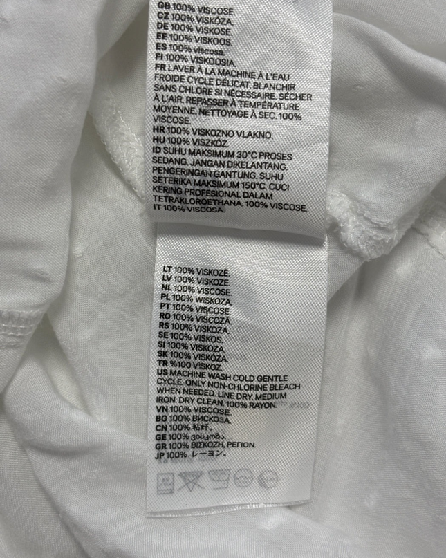 H&M White Swiss Dot Flutter Sleeve Blouse