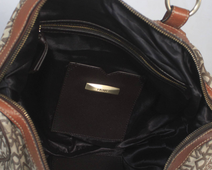 DKNY Brown Monogram Canvas Satchel Bag