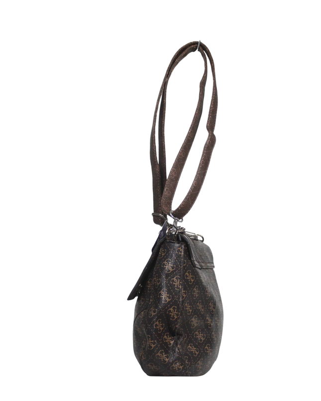 Guess Brown Signature Logo Crossbody Bag