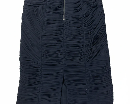 Burberry Navy Blue Ruched Pencil Skirt