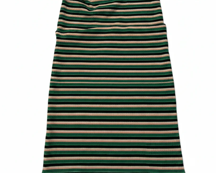 Reserved Green/Multicolor Striped Knit Midi Skirt W/Tags