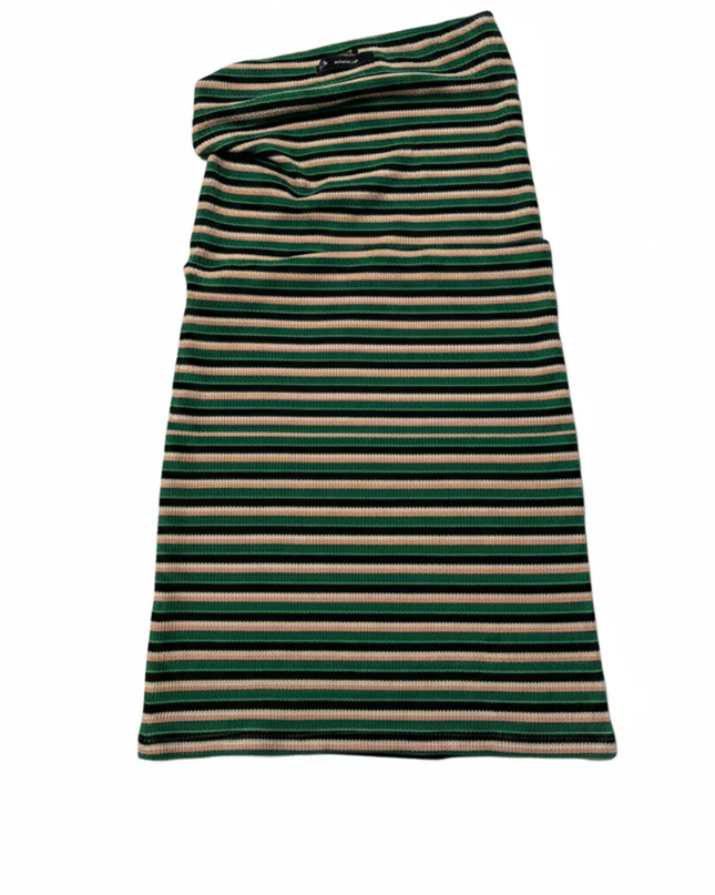 Reserved Green/Multicolor Striped Knit Midi Skirt W/Tags