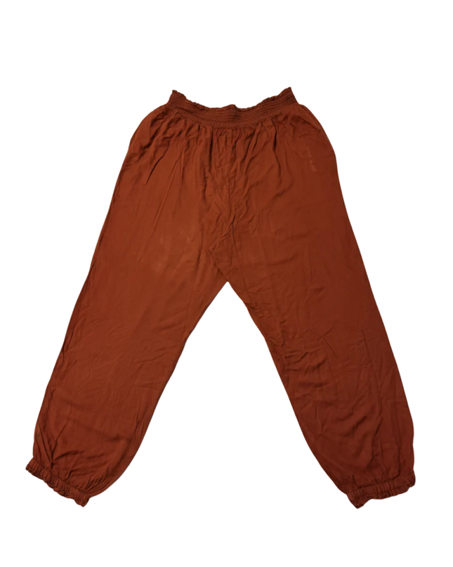 American Eagle Rust Smocked Waist Jogger Pants