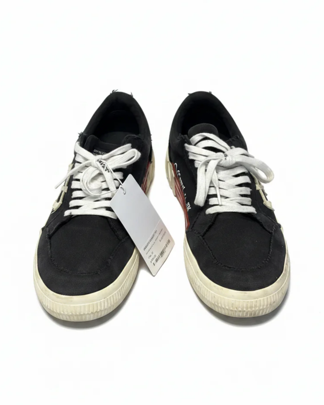 Off-White Black Low Vulcanized Canvas Sneakers W/Tag & W/Box