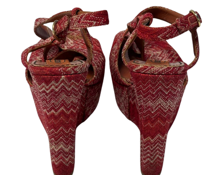 Missoni Red Zigzag Knit Wedge Sandals