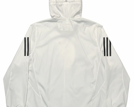 Adidas White Hooded Running Windbreaker Jacket